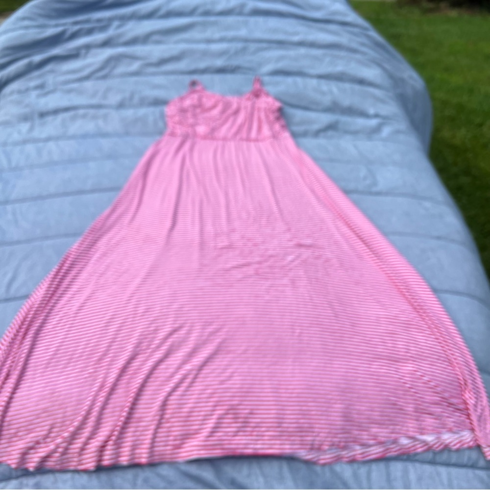 Jessica London Pink/White Horizontal Stripe Maxi Sundress Size 14/16